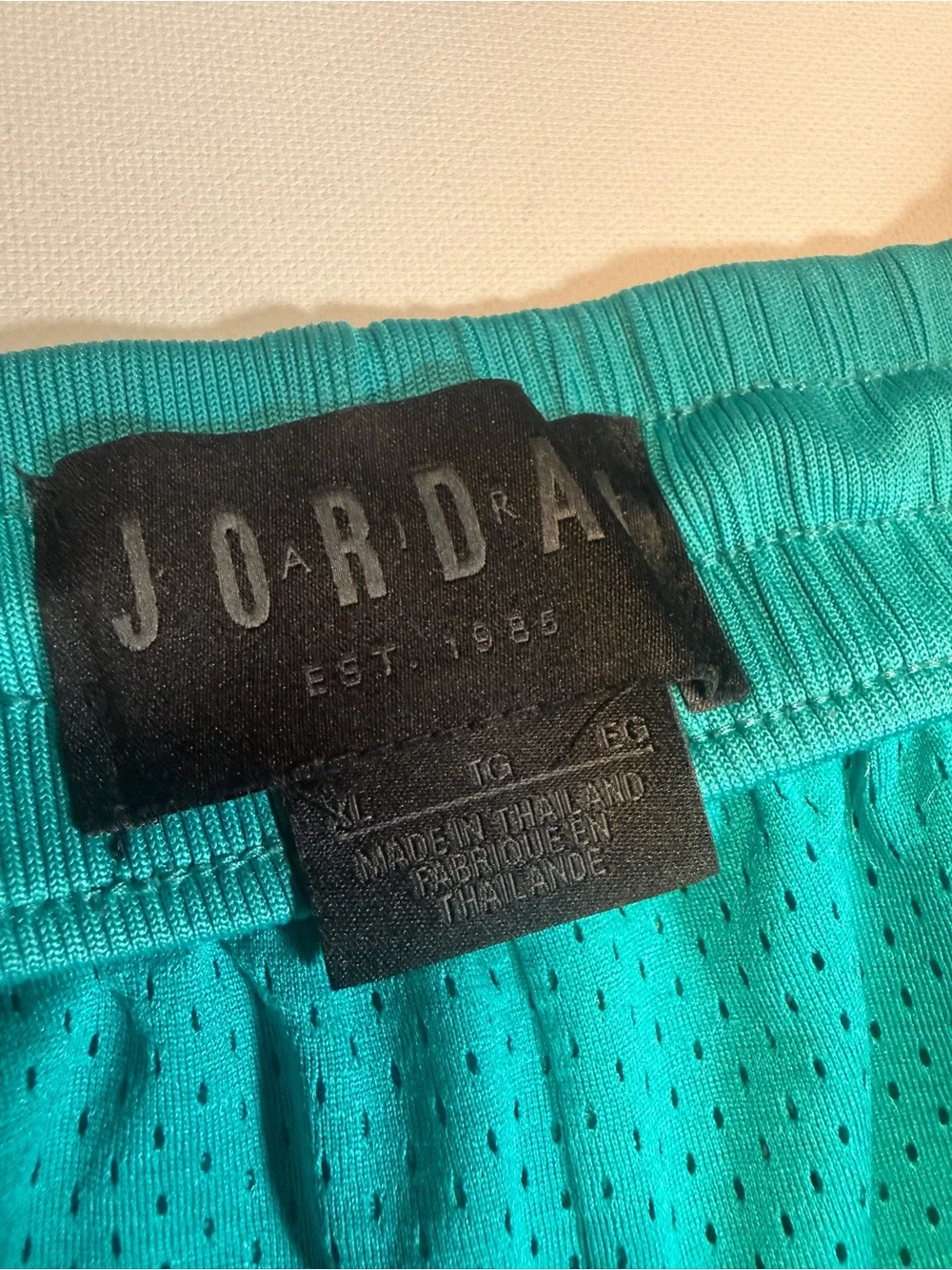 Jordan Teal Mesh Basketball Shorts with Black Trim